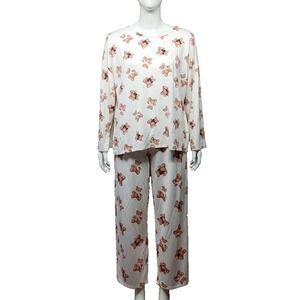 Joyspun Dreamy Soft Collection Pajama Set Teddy Bears 2X 18W 20W White Sleepwear